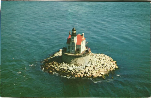 Aerial View of Race Rock Lighthouse, Suffolk County, New York Postcard