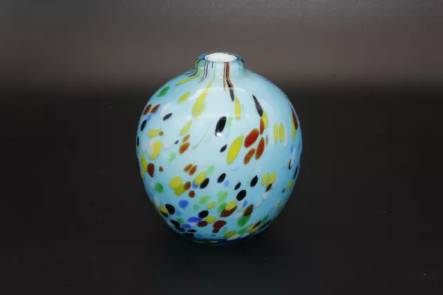 Vintage Murano Style Small Hand Blown Glass Decorative Vase Blue