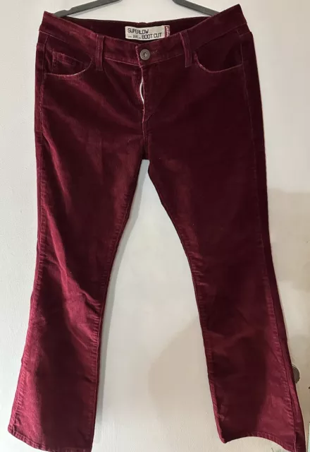 Levis Jeans Womens Size 13M Burgundy Pants Flare 518 Superlow Corduroy Boot Cut