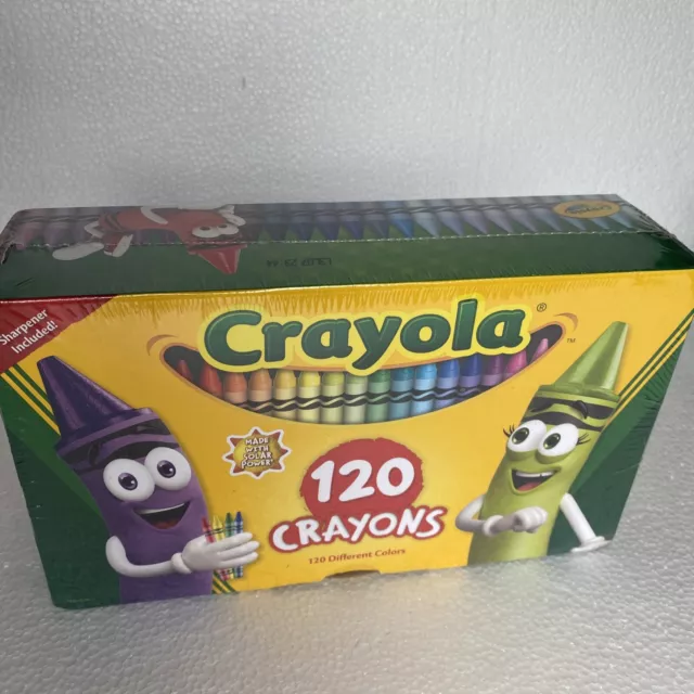 BRAND NEW in SEALED PLASTIC!!! Box of 120 ct Crayola Crayons With Sharpener