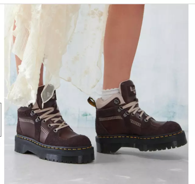 DR. MARTENS ZUMA LEATHER & SUEDE HIKER MSRP$230 in Dk Brown Wooly CHIC & COMFY