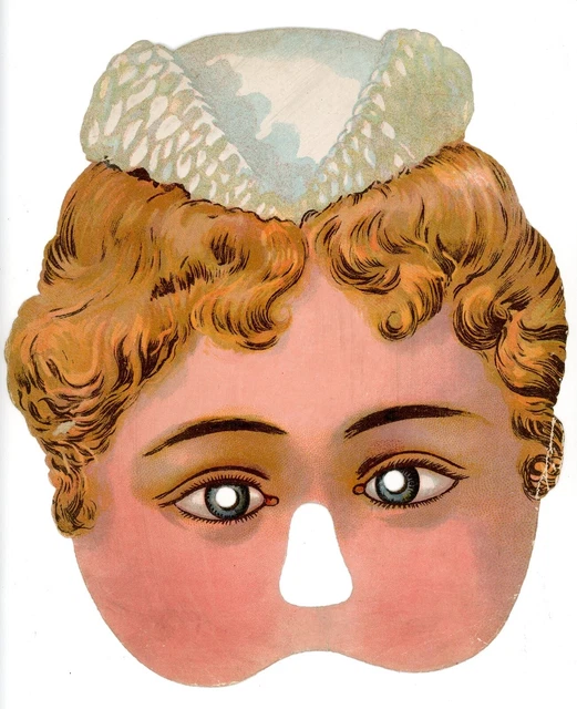 Antique Victorian Die Cut & embossed fancy dress lady in hat maid 1880s #54 rare