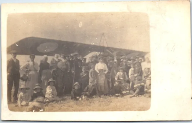 45 LA FERTE ST AUBIN - CARTE PHOTO - foule devant l'avion de Philippe LASNE