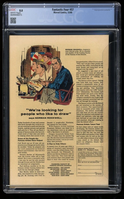 Fantastic Four #57 CGC VF 8.0 White Pages Doctor Doom Silver Surfer Appearance 2