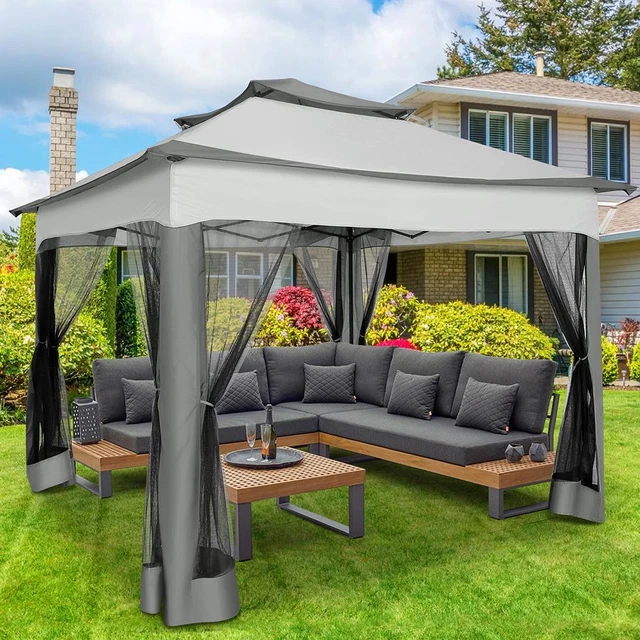 3,3x3,3m Pavillon Faltpavillon Gartenpavillon Wasserdicht Partyzelt Moskitonetz
