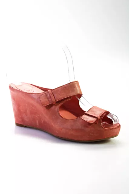 Johnston & Murphy Womens Platform Double Strap Sandals Pink Leather Size 7