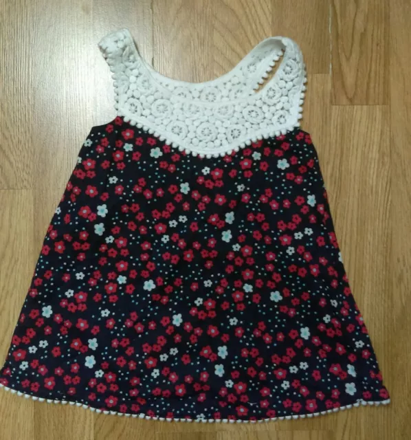 Circo  Red White Blue Floral Crochet Sleeveless Cover Up Dress Toddler Girl 2T