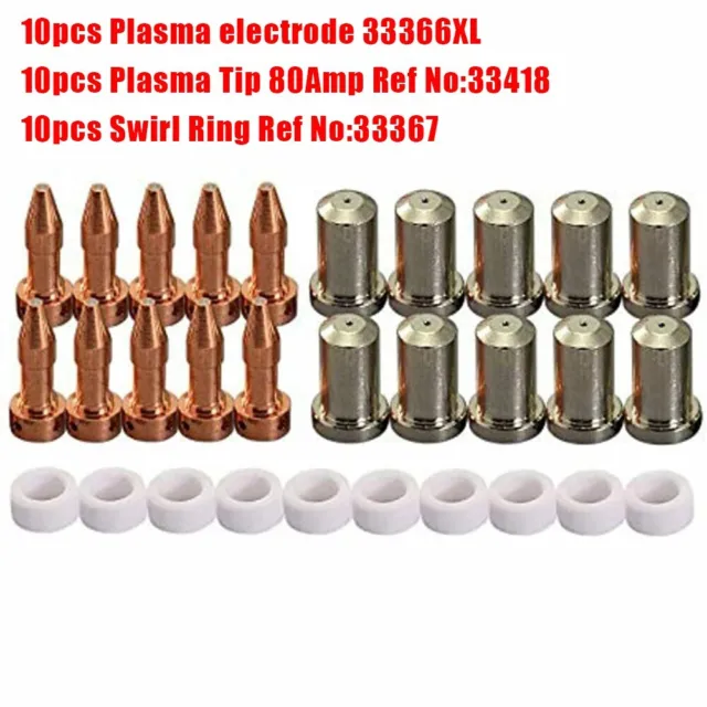 10*PT-23/27 Plasma Cutter Consumables Electrode Tip Nozzles 33366XL/33367/33418