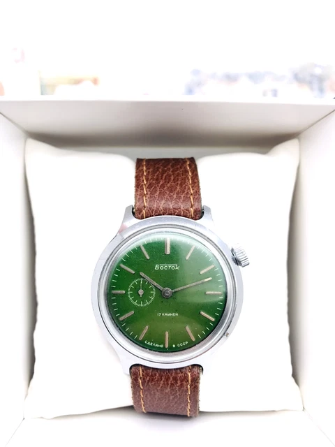 🍏 Raro orologio da polso Vostok 2403 Orologio da polso verde Mosca...