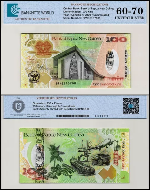 Papua New Guinea 100 Kina, 2008, P-37, UNC, Commemorative, Authenticated