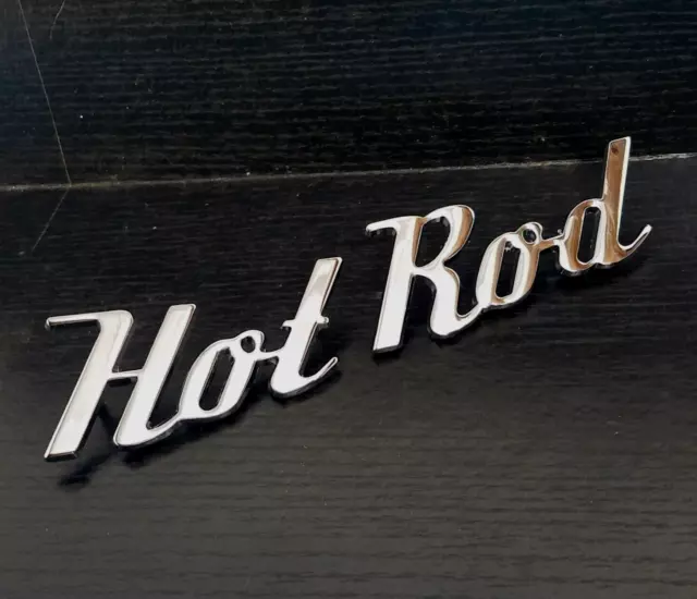 Cool old school Chrome HOT ROD script emblem metal Ford Chevy Mopar GM hotrod