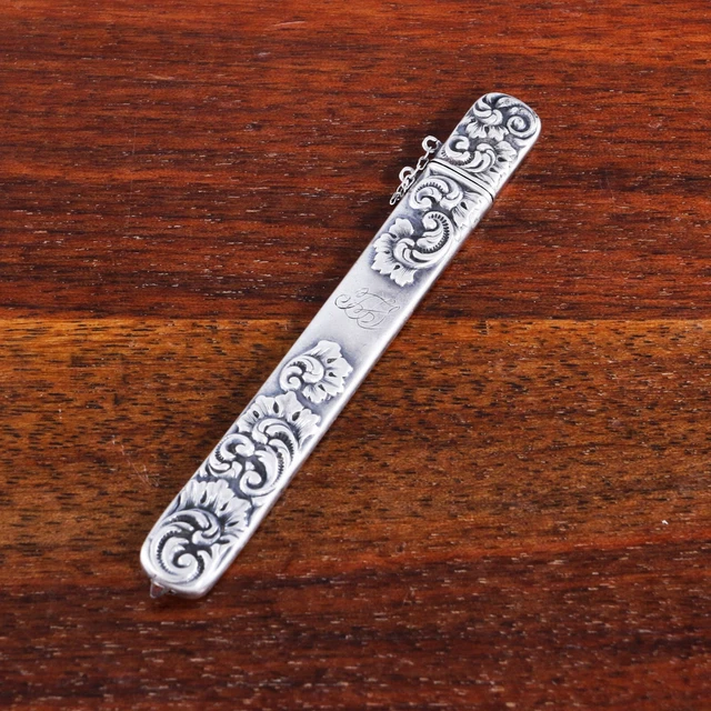 Foster & Bailey Sterling Silver Nail File,Needle Case Scroll, Foliate 1878-98