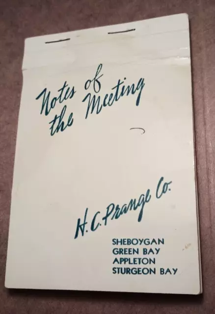 1950s Advertising Note Pad H.C. Prange Co Sheboygan, WI Department Store Meeting