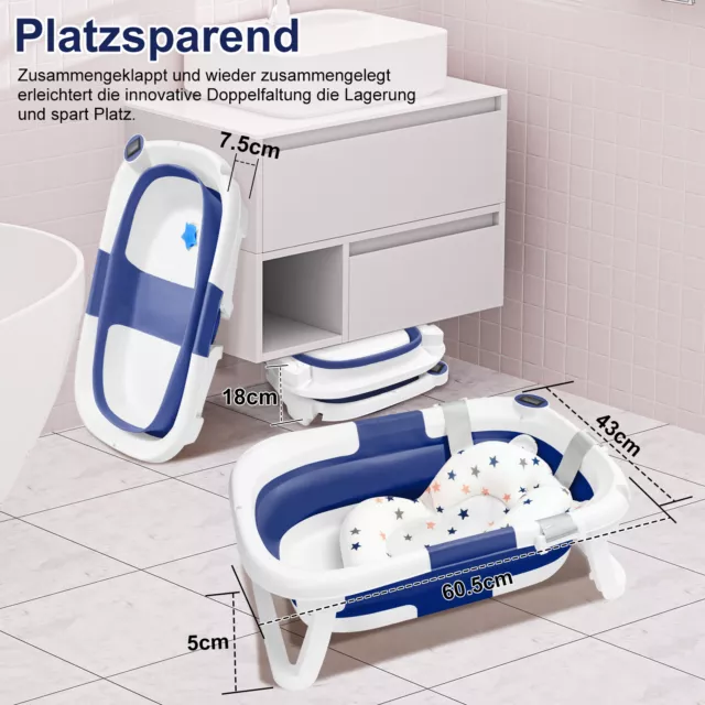 Baby Badewanne Babywanne Faltbare Dusche Wanne klappbar mit Thermometer 3 in 1 2