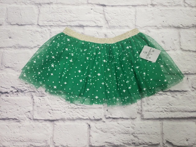 The Grinch green Snowflake tutu with Elastic Gold Waistband Baby Girls Size 18mo