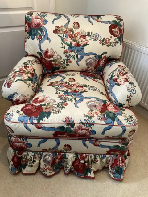 Kingcome Country House Handmade Armchair And Matching Stool -- Glazed Chintz