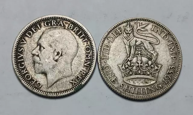 1x 1933 Great Britain One Shilling - Vintage British Silver Coin - George V