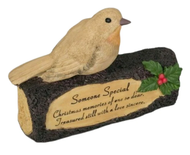 Robin on Log Christmas Memorial Someone Special Grave garden Tribute Ornaments