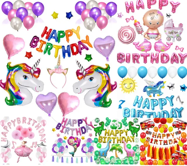 Happy Birthday Decorations Set Theme Party Supplies Banner Balloons for All Ages