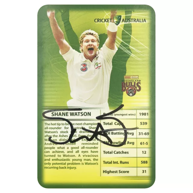 Signed Shane Watson Trading Card - Australia Cricket Top Trumps +COA