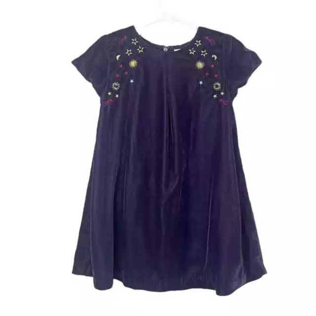 Mini Boden Toddler Girls Purple Velvet Short Sleeve Dress Size 3-4 Years