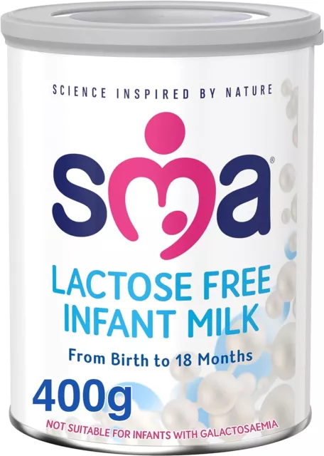 SMA Nutrition Lactose Free Infant Baby Milk From Birth Powder Formula 400 g (Pac