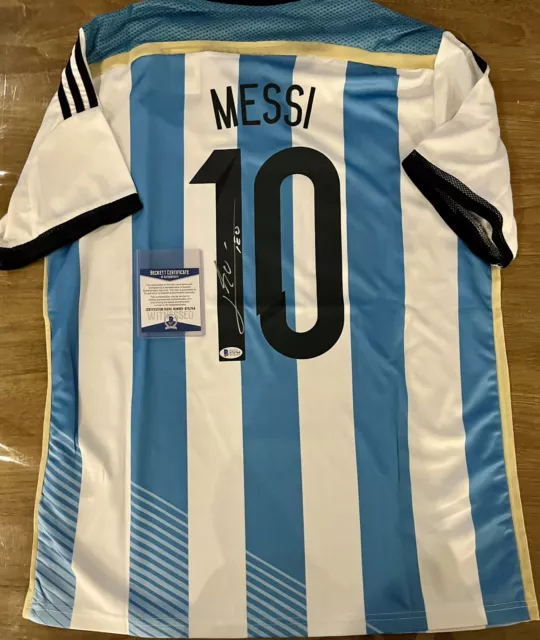 LIONEL MESSI Signed Shirt Argentina 2014 World Cup Jersey Beckett COA