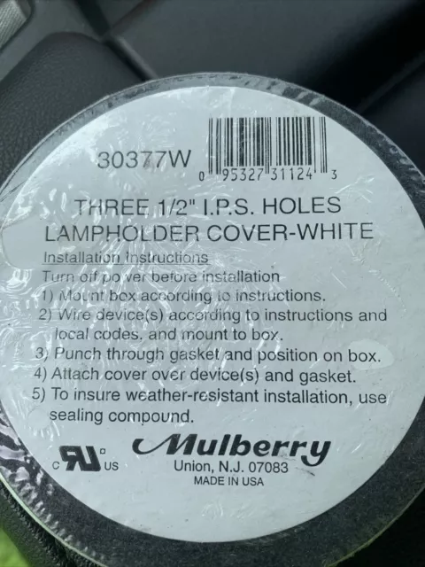 Mulberry Three 1/2 Ips Holes Lamp holder Cover White 30377W