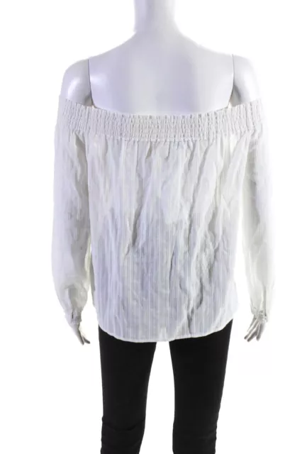 Rag & Bone Jean Womens Cotton Smocked Off The Shoulder Drew Blouse White Size S 3