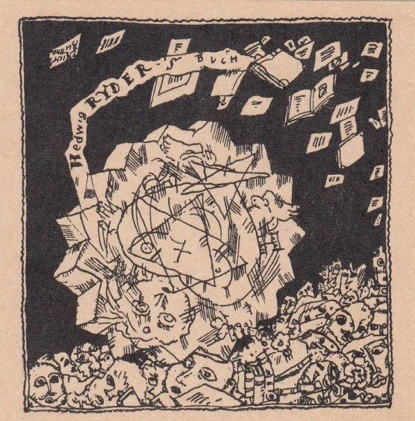 Bookplate Bookplate Cliché Erich Büttner 1889-1936 Pink Masks Books