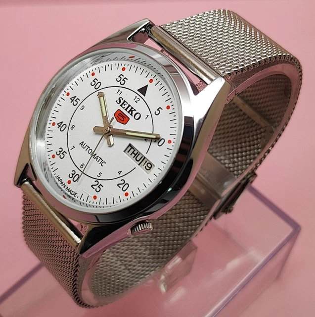 Seiko 5 automatic men's steel day/date vintage japan made watch run order
