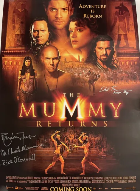 Brendan Fraser & Oded Fehr Signed 27x40 Mummy Returns Original DS Poster JSA COA