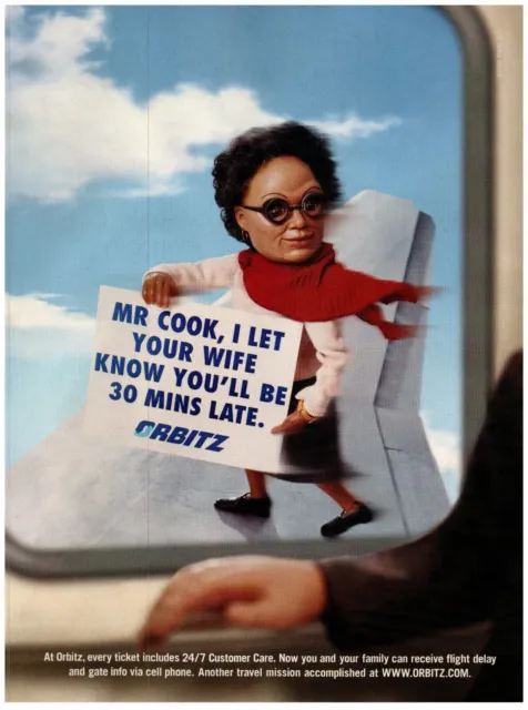 Orbitz Travel Website Creepy Puppet Print Advertisement 2003 Let Your Wife Know