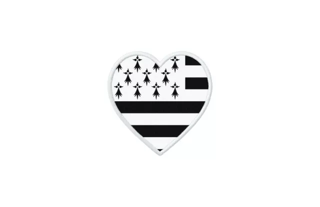 Patch badge ecusson imprime thermocollant drapeau coeur bretagne breton