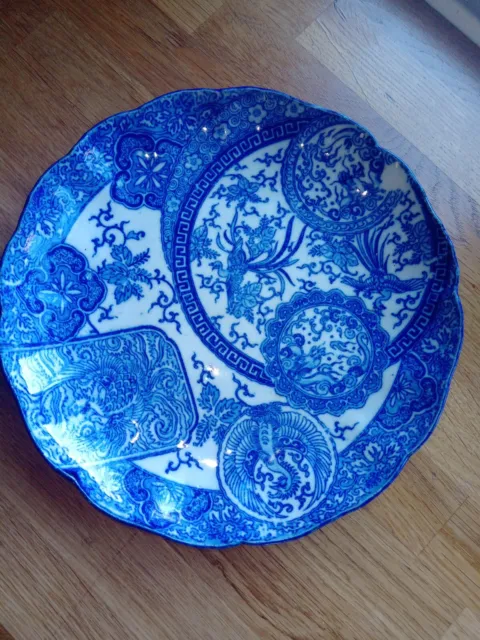 Antique Blue And White Oriental/ Chinese Phoenix Plate / bowl pair