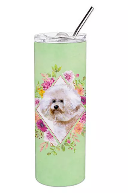 Bichon Frisé #1 Green Flowers Stainless Steel 20 oz Skinny Tumbler CK4279TBL20