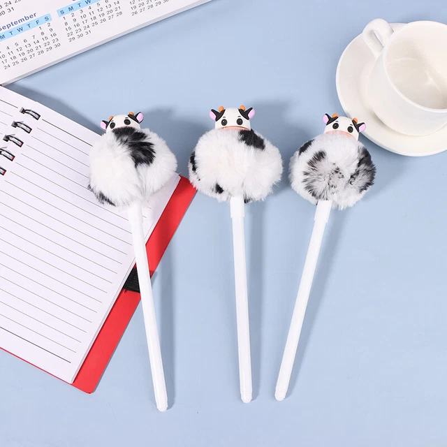 1 Piece Cute Plush Cow Gel Pen Creative Press Office School Supplies Statione G^