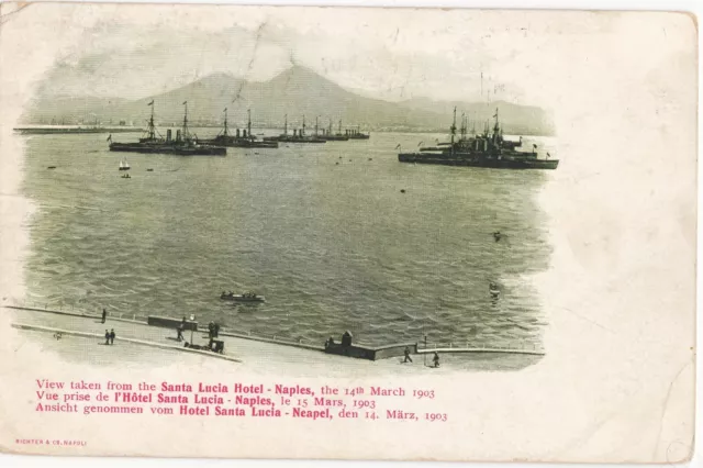 CPA Naples NAPOLI MARINE ITALIENNE Vue de l' HOTEL SANTA LUCIA NAPLES 1903