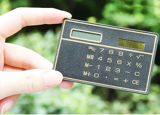 8 Digits Ultra Thin Mini Slim Credit Card Solar Power Pocket Calculator Black