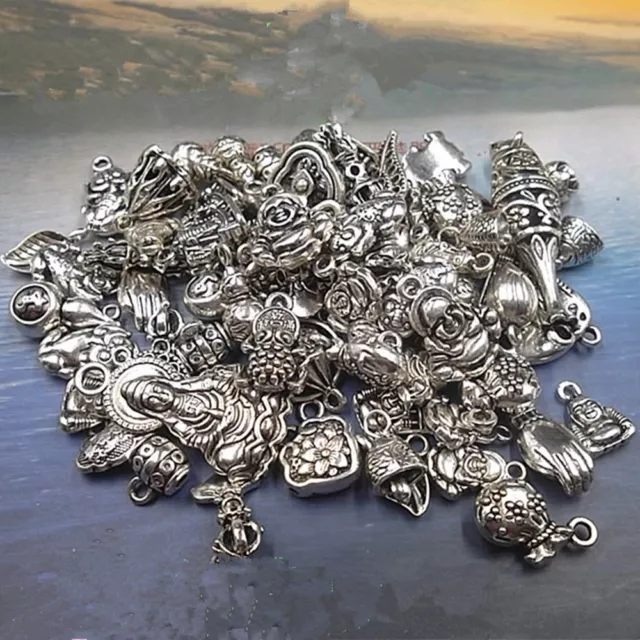 50g Wholesale Bulk Lots Tibetan Silver Mix Charm Pendants Jewelry DIY JE 2