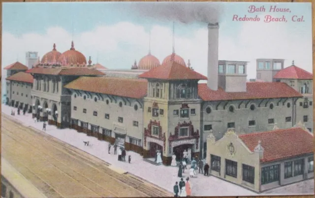 Redondo Beach, CA 1910 Postcard: The Bath House - California Cal