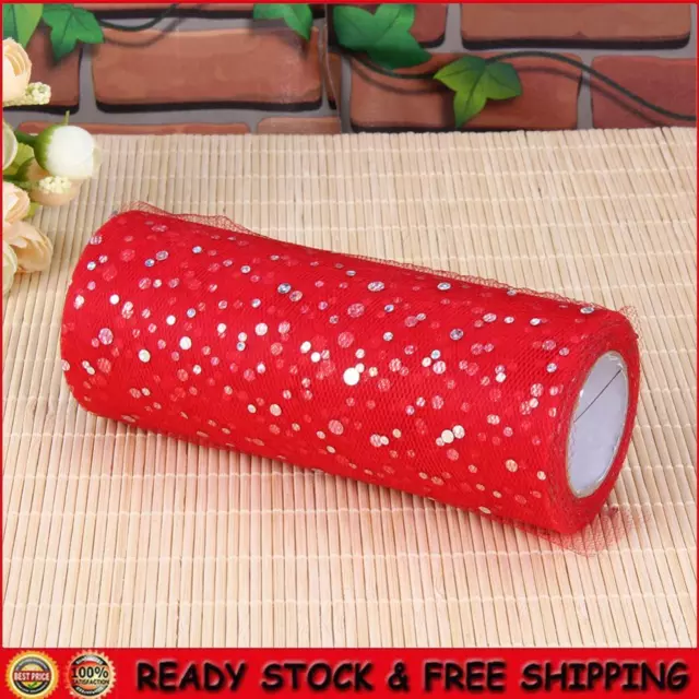25 Yards Tulle Roll Accessories 15cm Mesh Yarn Wedding Decoration (Red)