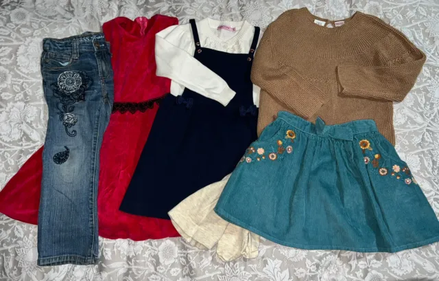 Girls Clothing Bundle 4-5 Years Designer Guess Baker Zara Skirt Tights Sweater