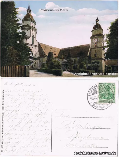 Ansichtskarte Freudenstadt evangelische Kirche 1915