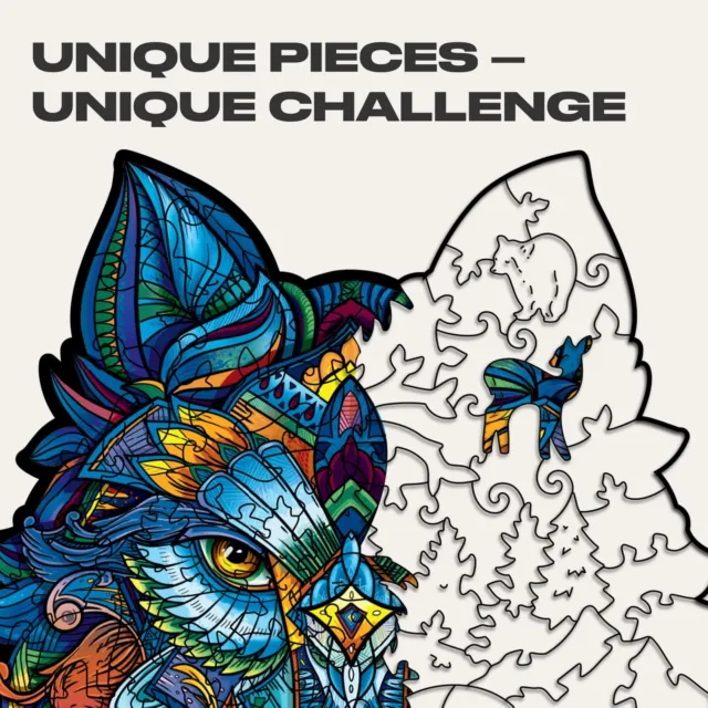 UNIDRAGON Wooden Jigsaw Puzzles - Majestic Wolf, 99 pcs, Small 6.7" х9.5, Bea... 3