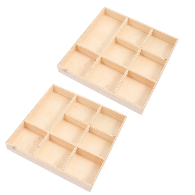 2 Pcs Wooden Divided Tray Crafts Display Storage Box Christmas