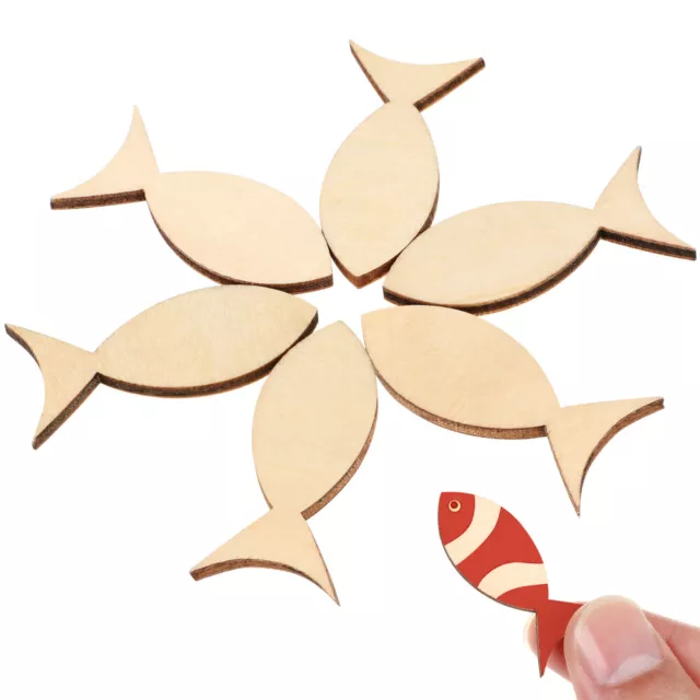 Wooden Fish Shapes Crafting Pieces Ornaments Slices Gift Tags