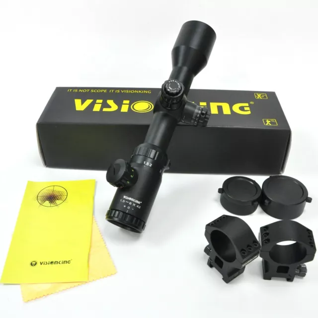 Visionking 1.5-6x42 Turret Lock Military Mil-dot 30 Hunting Rifle Scope & Rings