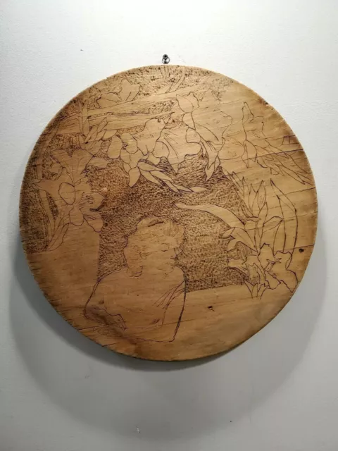 Dinning Room or Wine Room Decor -19th Century Carved Wood Plaque 18" Diameter