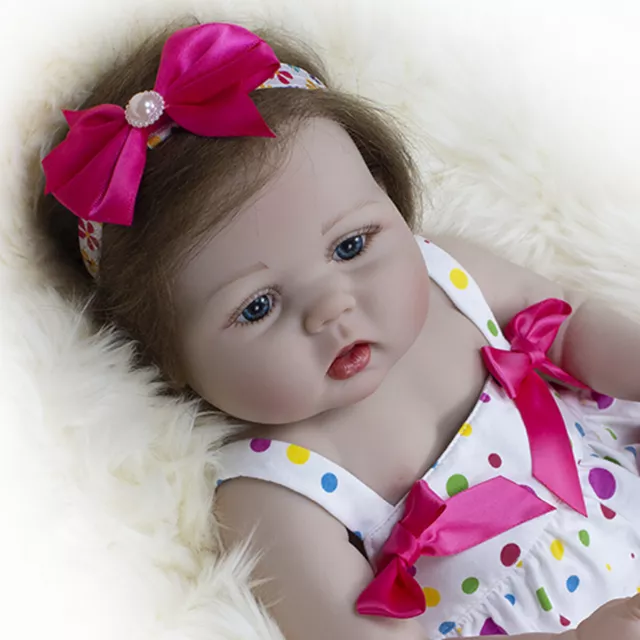 22" Reborn Baby Dolls Full Body Vinyl Silicone Lifelike Newborn Girl Doll Gift